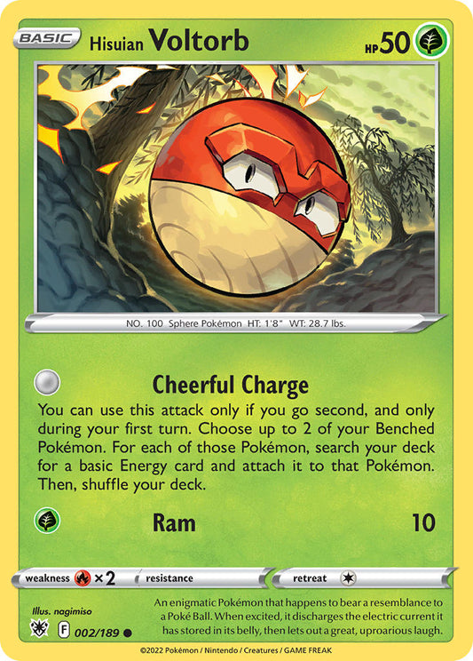 (002/189) Pokemon TCG Astral Radiance Single: Hisuian Voltorb Reverse Holo Common