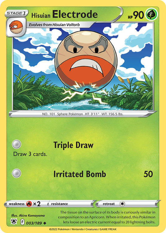 (003/189) Pokemon TCG Astral Radiance Single: Hisuian Electrode Reverse Holo Uncommon