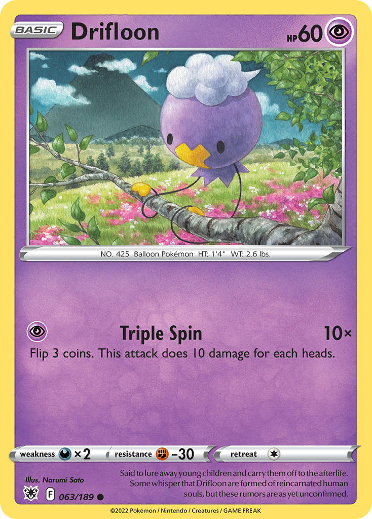 (063/189) Pokemon TCG Astral Radiance Single: Drifloon Reverse Holo Common