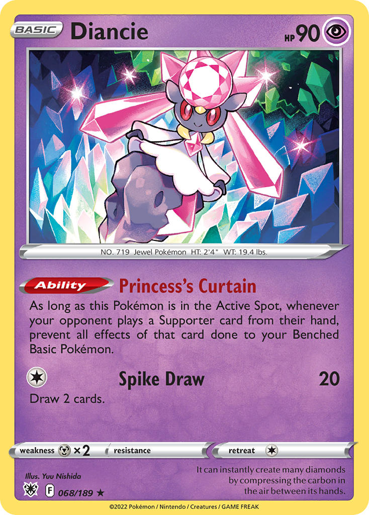 (068/189) Pokemon TCG Astral Radiance Single: Diancie  Holo Rare