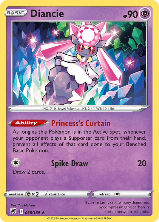 (068/189) Pokemon TCG Astral Radiance Single: Diancie Reverse Holo Holo Rare