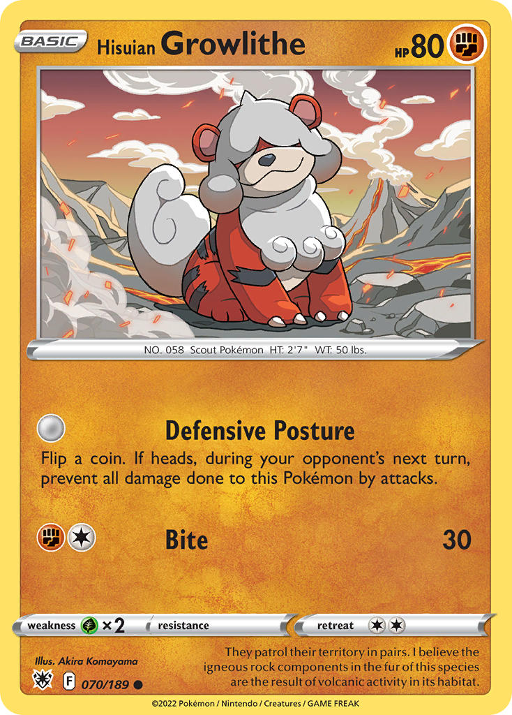 (070/189) Pokemon TCG Astral Radiance Single: Hisuian Growlithe Reverse Holo Common