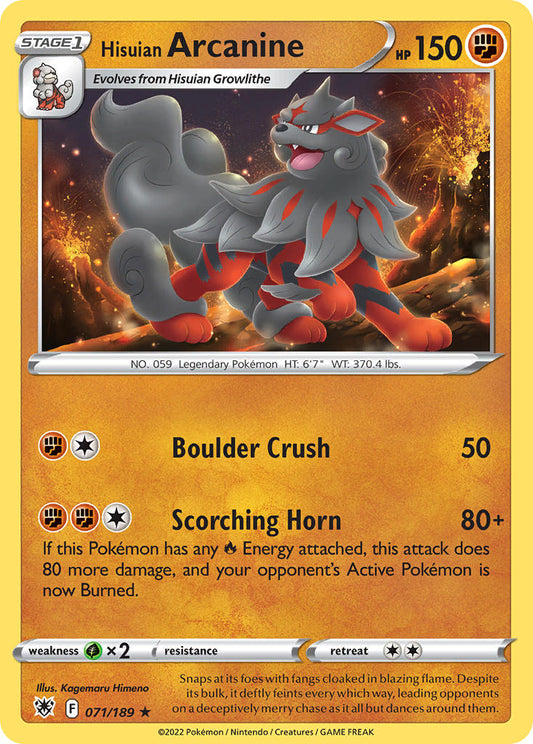 (071/189) Pokemon TCG Astral Radiance Single: Hisuian Arcanine Reverse Holo Rare