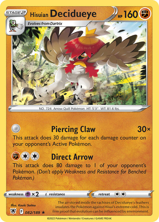 (082/189) Pokemon TCG Astral Radiance Single: Hisuian Decidueye Reverse Holo Holo Rare