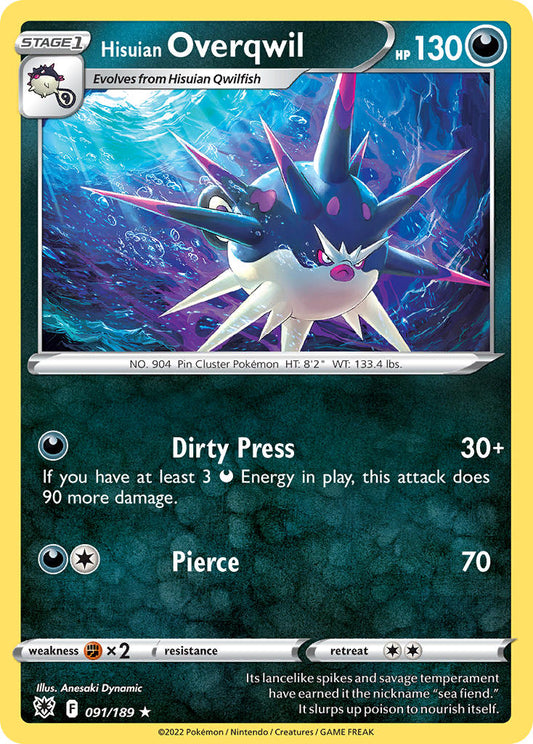 (091/189) Pokemon TCG Astral Radiance Single: Hisuian Overqwil Reverse Holo Rare