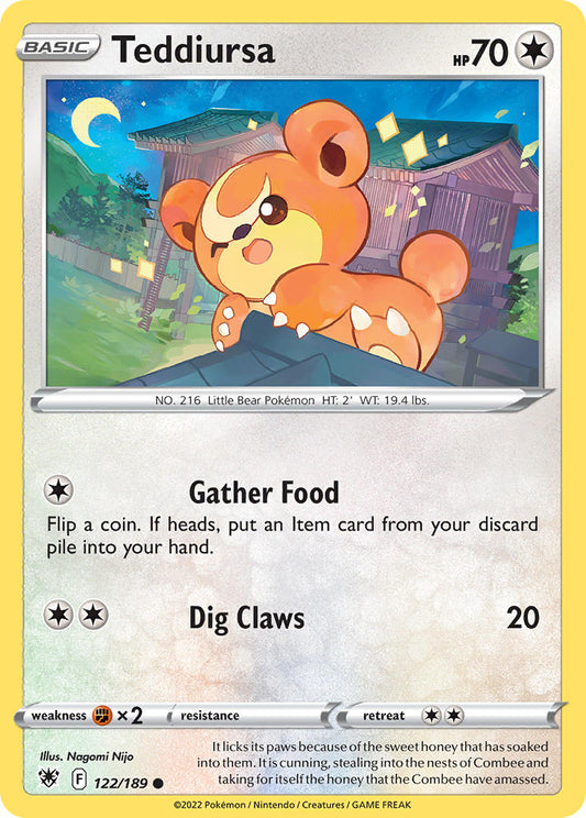 (122/189) Pokemon TCG Astral Radiance Single: Teddiursa  Common