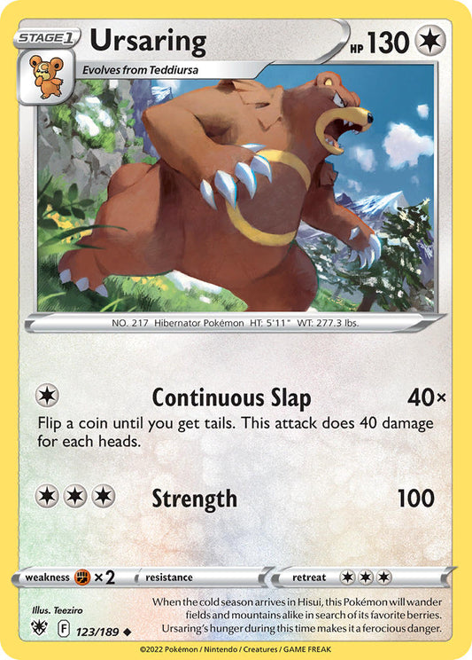 (123/189) Pokemon TCG Astral Radiance Single: Ursaring Reverse Holo Uncommon