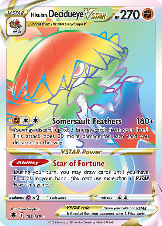 (195/189) Pokemon TCG Astral Radiance Single: Hisuian Decidueye VSTAR  Secret Rare