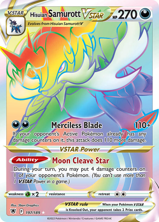 (197/189) Pokemon TCG Astral Radiance Single: Hisuian Samurott VSTAR  Secret Rare