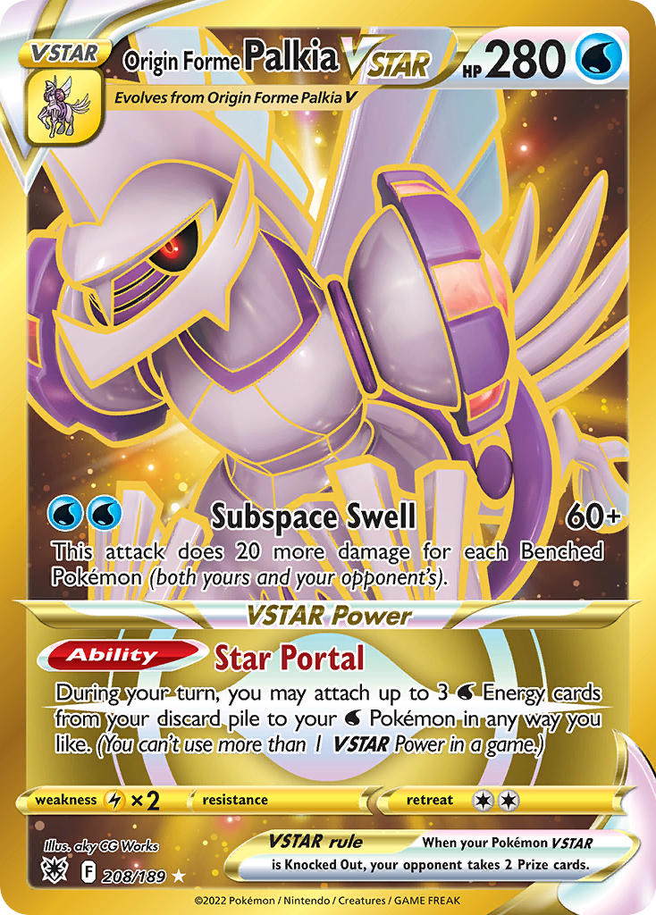 (208/189) Pokemon TCG Astral Radiance Single: Origin Forme Palkia VSTAR  Secret Rare