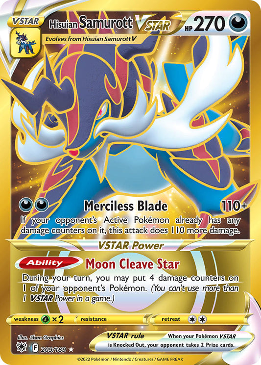 (209/189) Pokemon TCG Astral Radiance Single: Hisuian Samurott VSTAR  Secret Rare