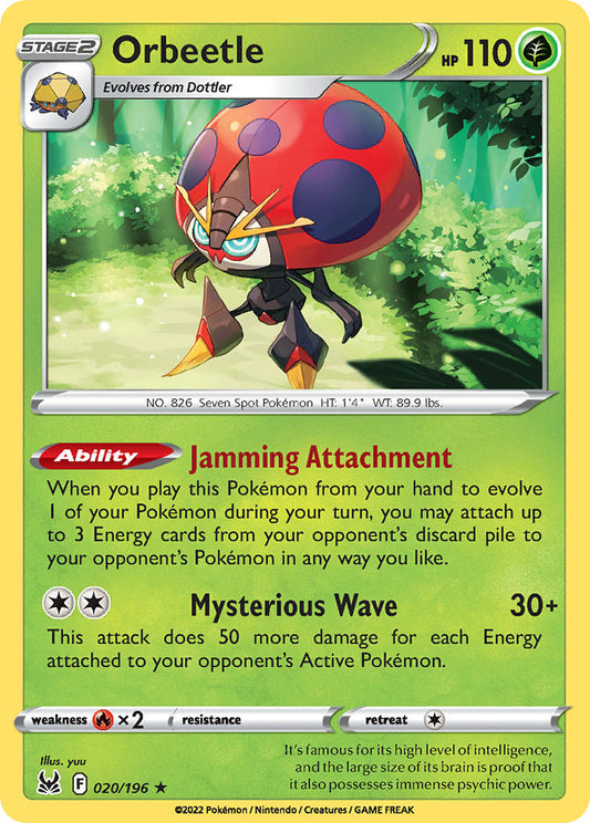 (020/196) Pokemon TCG Lost Origin Single: Orbeetle Reverse Holo Holo Rare