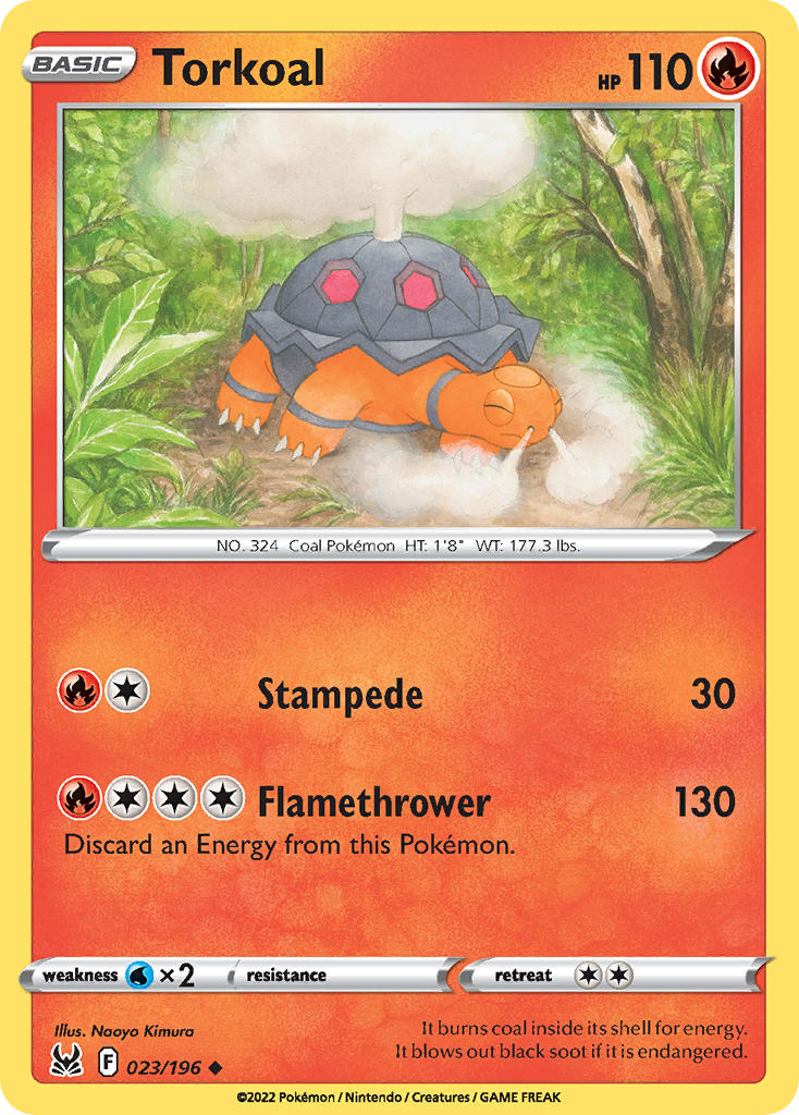 (023/196) Pokemon TCG Lost Origin Single: Torkoal Reverse Holo Uncommon