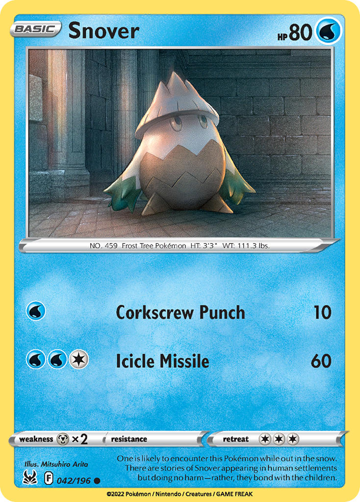 (042/196) Pokemon TCG Lost Origin Single: Snover Reverse Holo Common