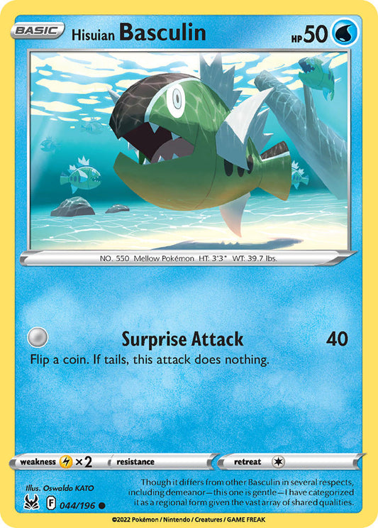 (044/196) Pokemon TCG Lost Origin Single: Hisuian Basculin  Common