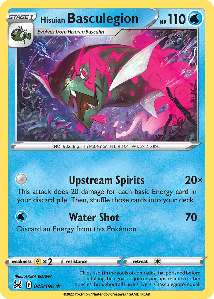 (045/196) Pokemon TCG Lost Origin Single: Hisuian Basculegion  Holo Rare