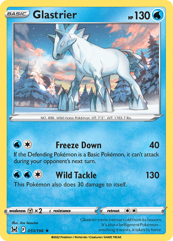 (051/196) Pokemon TCG Lost Origin Single: Glastrier Reverse Holo Holo Rare