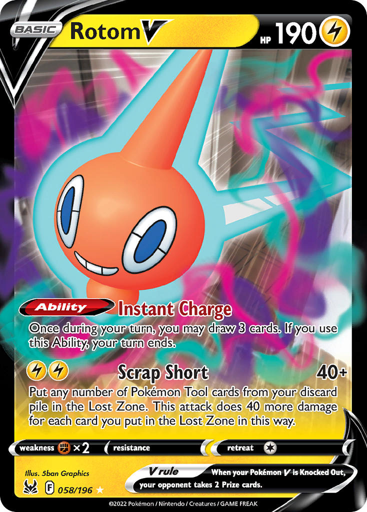 (058/196) Pokemon TCG Lost Origin Single: Rotom V  Ultra Rare