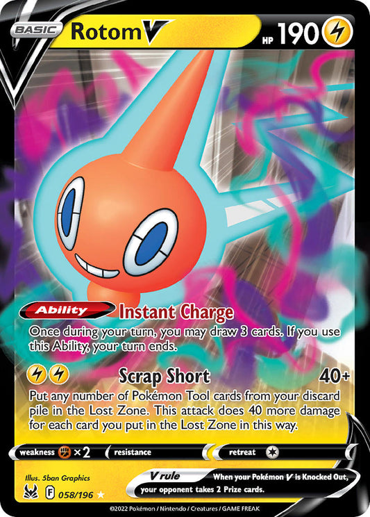 (058/196) Pokemon TCG Lost Origin Single: Rotom V  Ultra Rare