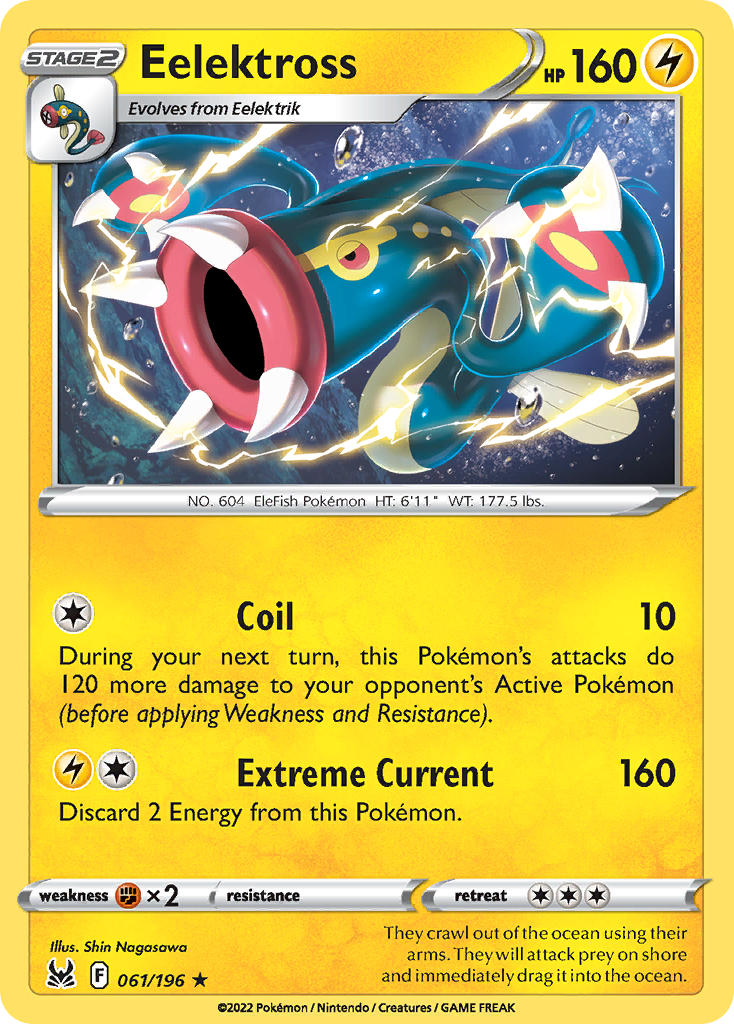 (061/196) Pokemon TCG Lost Origin Single: Eelektross Reverse Holo Rare