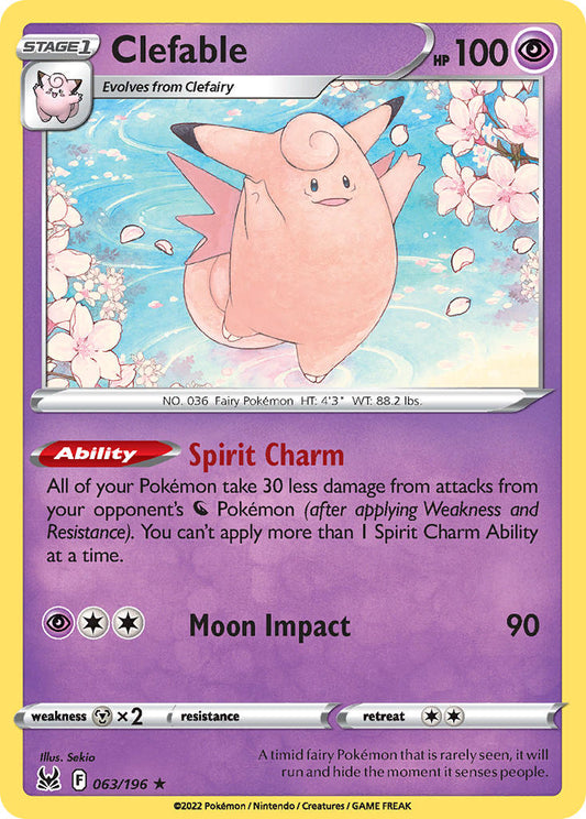 (063/196) Pokemon TCG Lost Origin Single: Clefable Reverse Holo Rare
