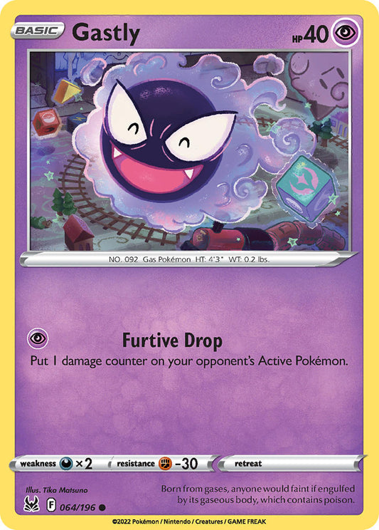 (064/196) Pokemon TCG Lost Origin Single: Gastly Reverse Holo Common