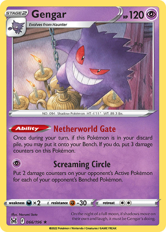 (066/196) Pokemon TCG Lost Origin Single: Gengar  Holo Rare