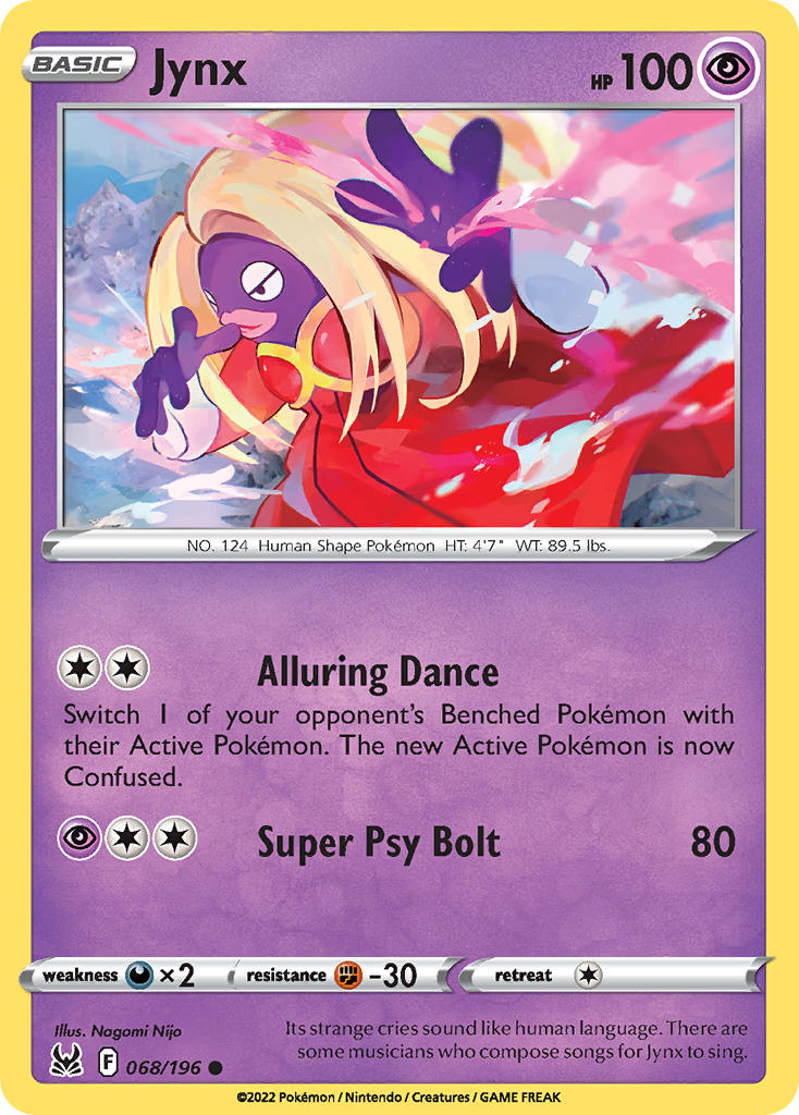 (068/196) Pokemon TCG Lost Origin Single: Jynx Reverse Holo Common