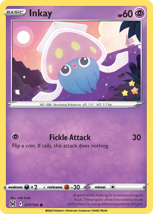 (077/196) Pokemon TCG Lost Origin Single: Inkay Reverse Holo Common