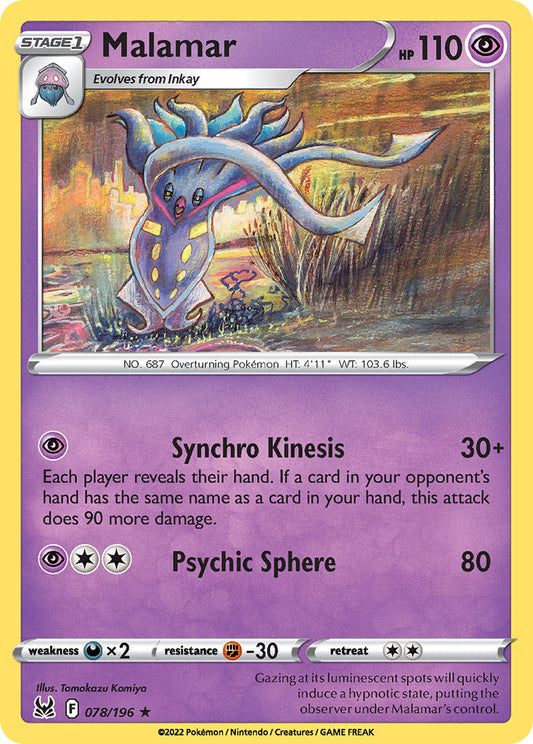 (078/196) Pokemon TCG Lost Origin Single: Malamar Reverse Holo Rare