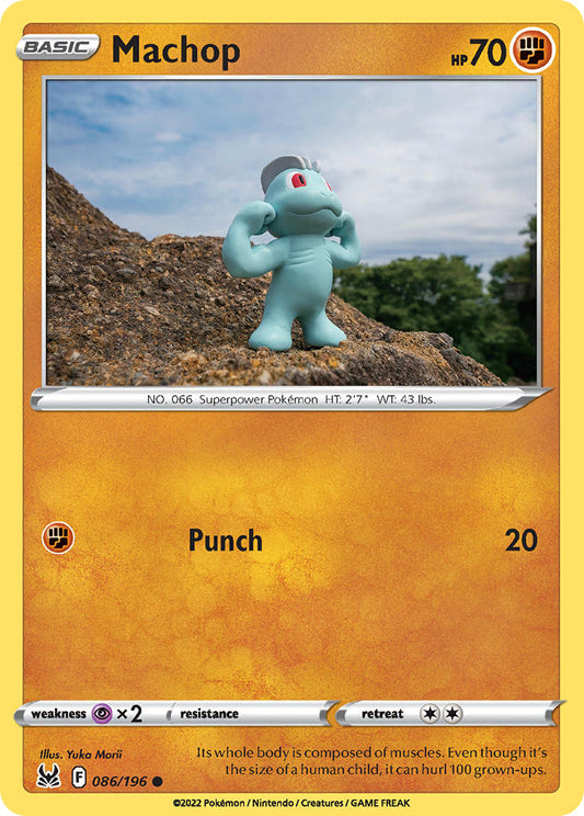 (086/196) Pokemon TCG Lost Origin Single: Machop Reverse Holo Common