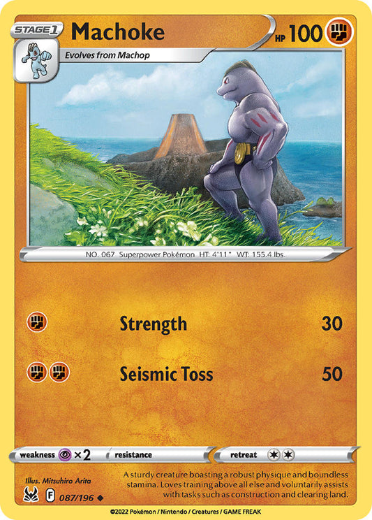 (087/196) Pokemon TCG Lost Origin Single: Machoke Reverse Holo Uncommon