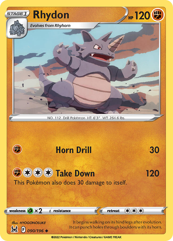 (090/196) Pokemon TCG Lost Origin Single: Rhydon  Uncommon