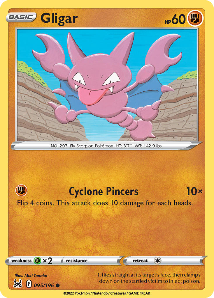 (095/196) Pokemon TCG Lost Origin Single: Gligar Reverse Holo Common
