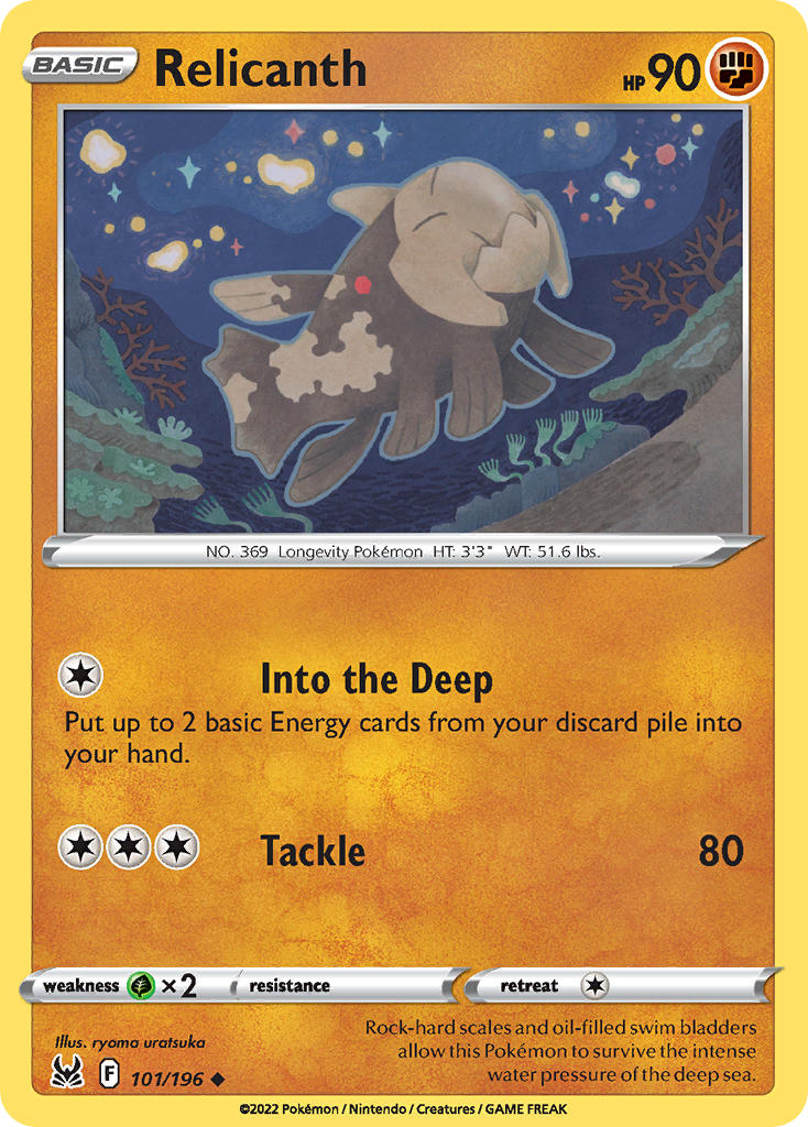 (101/196) Pokemon TCG Lost Origin Single: Relicanth Reverse Holo Uncommon