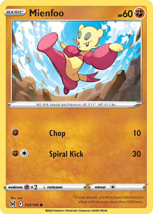(103/196) Pokemon TCG Lost Origin Single: Mienfoo  Common
