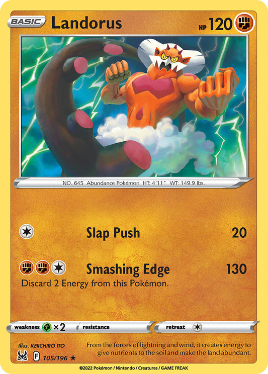 (105/196) Pokemon TCG Lost Origin Single: Landorus Reverse Holo Rare