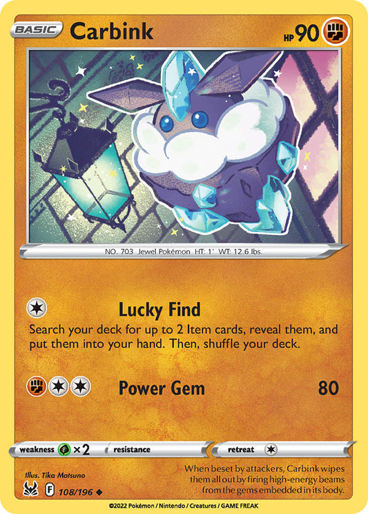 (108/196) Pokemon TCG Lost Origin Single: Carbink  Uncommon