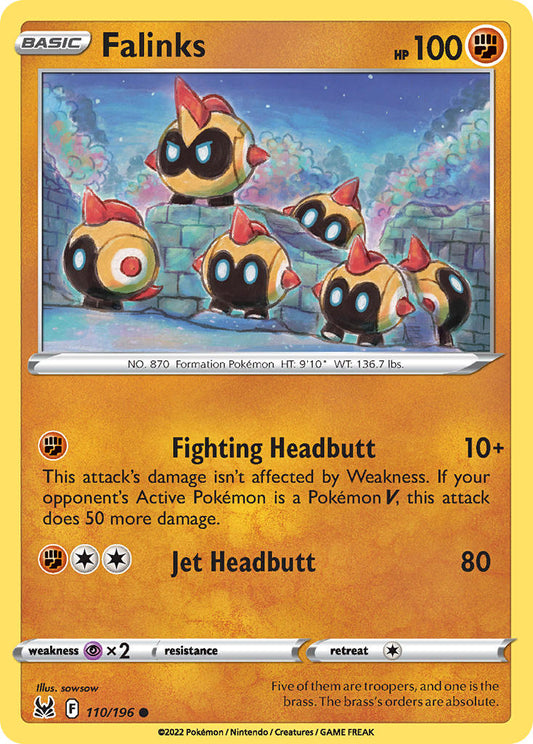 (110/196) Pokemon TCG Lost Origin Single: Falinks Reverse Holo Common