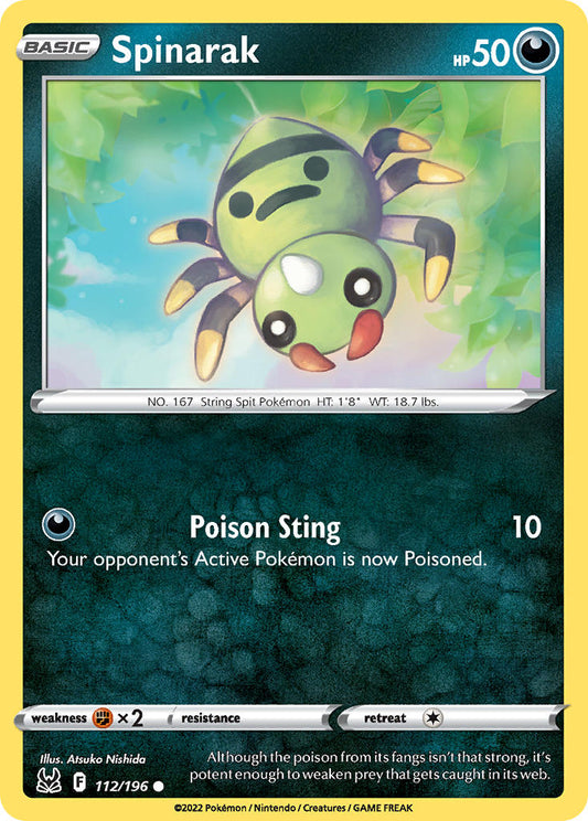 (112/196) Pokemon TCG Lost Origin Single: Spinarak  Common