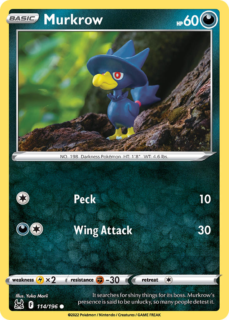 (114/196) Pokemon TCG Lost Origin Single: Murkrow  Common