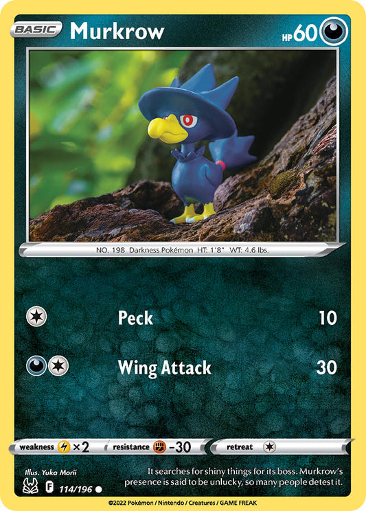 (114/196) Pokemon TCG Lost Origin Single: Murkrow  Common