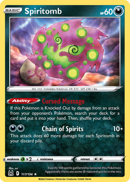 (117/196) Pokemon TCG Lost Origin Single: Spiritomb Reverse Holo Rare
