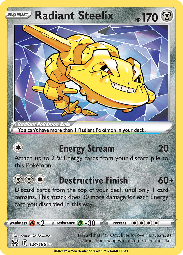(124/196) Pokemon TCG Lost Origin Single: Radiant Steelix  Ultra Rare