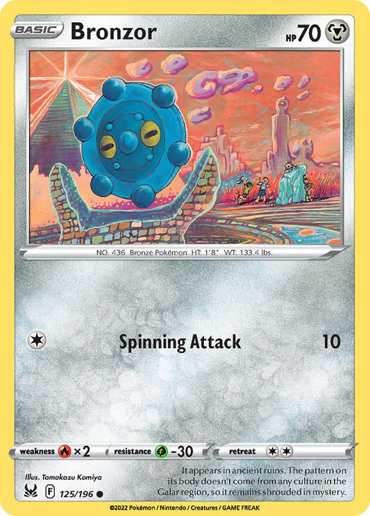 (125/196) Pokemon TCG Lost Origin Single: Bronzor Reverse Holo Common