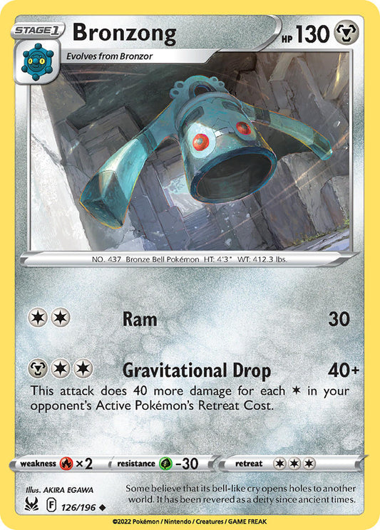(126/196) Pokemon TCG Lost Origin Single: Bronzong Reverse Holo Uncommon