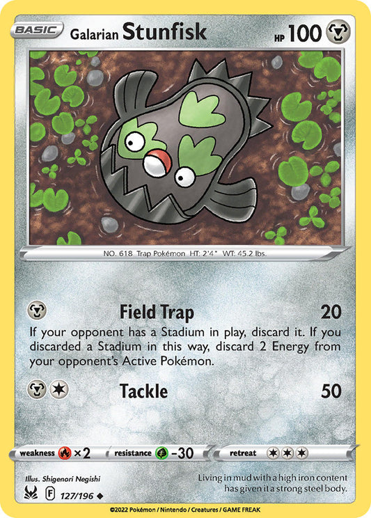 (127/196) Pokemon TCG Lost Origin Single: Galarian Stunfisk Reverse Holo Uncommon