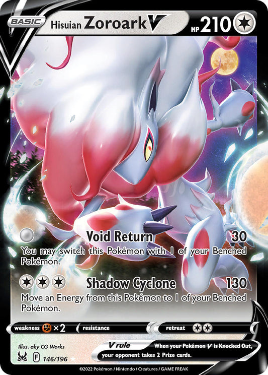 (146/196) Pokemon TCG Lost Origin Single: Hisuian Zoroark V  Ultra Rare