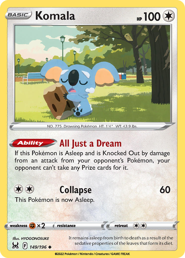 (149/196) Pokemon TCG Lost Origin Single: Komala Reverse Holo Uncommon
