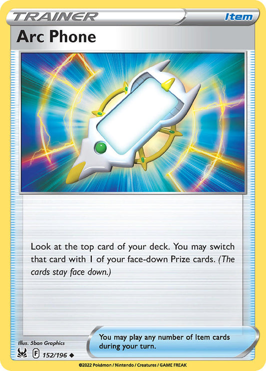 (152/196) Pokemon TCG Lost Origin Single: Arc Phone Reverse Holo Uncommon